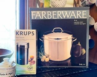 Krups Coffee Grinder, Farberware Sauce Pot