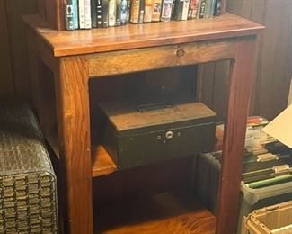 Wooden End Table, DVD's