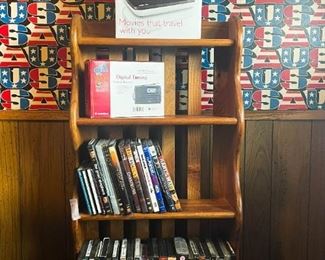Small Wooden Bookshelf, DVD's Portable DVD Player