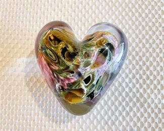 Heart-Shaped Art Glass Paperweight by Robert Eickholt (Photo 1 of 2), there are 2 of these available