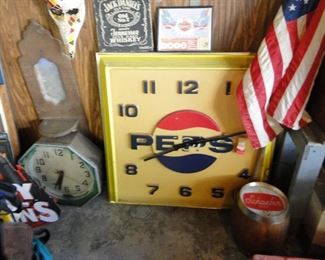 Vintage Pepsi Clock, Beer Signs and more