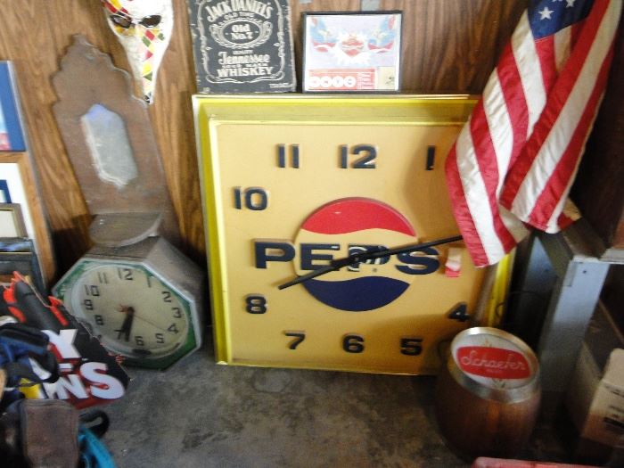 Vintage Pepsi Clock, Beer Signs and more