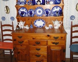 Country Hutch and Blue and White China