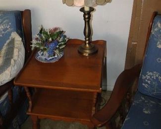 End Table and Mica Glass Lamp