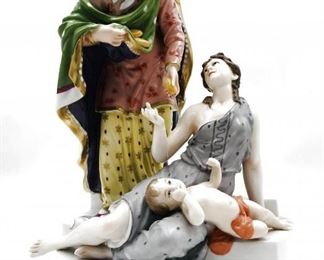 KARL ENS LARGE PORCELAIN FIGURE "GOOD ACT" VOLKSTEDT KARL ENS 1898-1910                                   $870 plus shipping
 
DETAILS:
impress on base signature KVE
13H x 9L x 8W
 
Condition:  Beautiful condition.  There is a small crack on bottom of base.