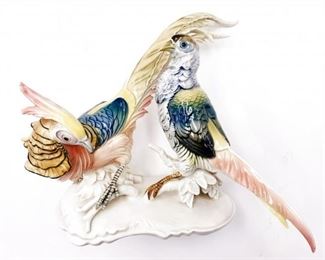 STUNNING VINTAGE KARL ENS TWO PHEASANTS PORCELAIN BIRDS GREEN WINDMILL   $4386 plus shipping
 
 
DETAILS:
 8.25"H x 9.5"W
 
Condition:  Excellent.  No cracking, chipping or repairs.