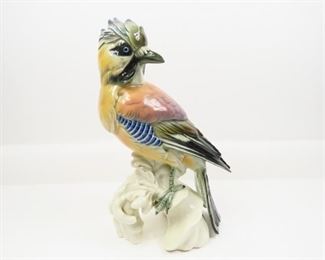 KARL ENS VOLKSTEDT EURASIAN JAY PORCELAIN GREEN WINDMILL MARK RARE GERMANY  $245 plus shipping
 
DETAILS:
Vintage (1919-1945)
Karl Ens
Eurasian Jay
Glazed
Porcelain Figurine
Green Windmill Marks 
10" H
7" W
Germany
 
Condition: Piece is in very good condition. 