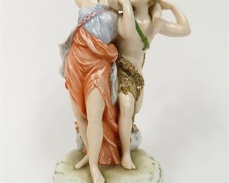 ANTIQUE c1900 VOLKSTEDT KARL ENS PORCELAIN FAMILY OF 3 BLACK KVE MARK  $434  plus shipping
 
 
DETAILS:
c1900 ("KVE" between 1900 and 1920)
Karl Ens
Porcelain Family of 3 / Group
Finely detailed
23cm x 10cm 
 
Condition:  Very good vintage condition.  The top of the rod in the hand has broken off. 