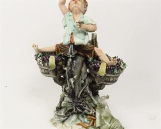 TIZIANO GALLI SCULPTURE FIGURE ITALY "ALLEGRA VENDEMMIA" WORKS OF ART $199 plus shipping
 
 
 
DETAILS:
Tiziano Galli Sculpture
"Allegra Vendemmia"
Porcelain
Italy
Marked: "Works.Of.Art" "Allegria Vendemmia" "Sculptore Tiziano Galli"
Measurements: 
Height: ~ 11"
Width: ~9"
Length: ~10"
 
Condition:  Antique.  Appears to be in good overall condition.  All fingers and toes are intact. The leaves may have minor chips. 
