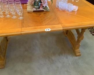 Solid oak dining table with leaf