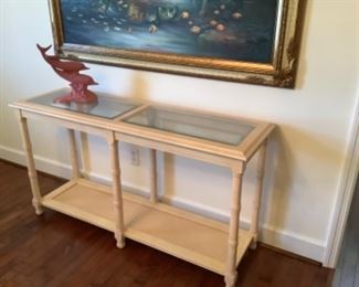 Glass top console table