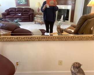 Large beveled glass buffet mirror