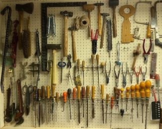 Tool room with many tools.
