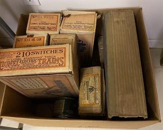 Empty boxes for pre-war Lionel tracks and switches.