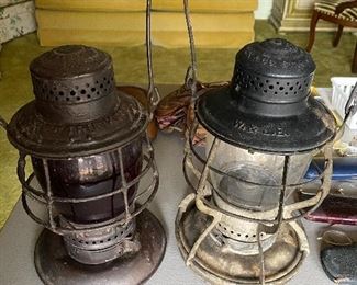 Railroad lanterns by M.M. Buck (right in photo) & Adams & Westlake (left).