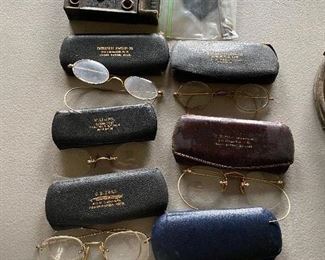 Vintage eyeglasses and cases.