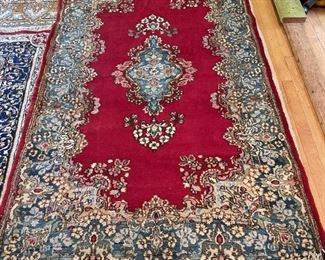 $150                                                                                                     TRADITIONAL HAND KNOTTED MEDALLION RUG IN WARM REDS AND BLUES
This hand knotted rug is handmade using the original technique of carpet making The beautiful bold red color is the predominant color. The center of the rug has a beautiful medallion balanced by various light shades and tones and floral motives. The design is open which is typical of the Bidjar pattern where a  plain field highlights the central medallion which is considered to be the heart of the rug. 
OFFERS CONSIDERED
DETAILS + DIMENSIONS:
82" X 48"
CONDITION: This rug shows signs of wear to be expected with a piece of this age with use. Signs of wear are mainly on the edge or fringed areas with the body of the rug being in good condition.  Please refer to photo's for a more detailed look at condition.  We make every attempt to list and photograph any defects or signs of wear that are significan