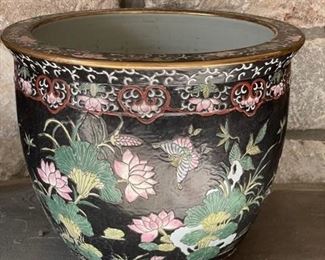 $25                                                                                                                                ASIAN STYLE CERAMIC PAINTED FLOWER PLANTER
Asian decor is timeless and adds an artistic element both in and outdoors. This planter is a dramatic piece both inside and out due to the palette and design.
DETAILS + DIMENSIONS:
15" X 15" X 13"H
CONDITION:  This pot has been used for planting and has the obvious interior wear to be expected with use.  The exterior shows only minor signs of wear. Please refer to photo's for a more detailed look at condition.  We make every attempt to list and photograph any defects or signs of wear that are significant to this sale. 
LOCAL PICK UP BOYDS, MD.  BUYER IS RESPONSIBLE FOR ANY NECESSARY DISASSEMBLY AND ALL COSTS ASSOCIATED WITH SHIPPING OR PICK UP.                                                        
