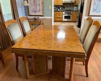 Perfect for the Holidays!
We will Pre Sell this set. Please call Donna at 850-516-2425
Very Pretty Dining Room Set with Two leaves and Four Velvet Chairs. $800
Matching Buffet. $400