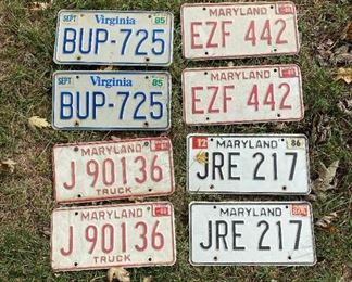 1980’s Maryland & Virginia License Plates,