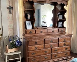 DRESSER WITH HUTCH TOP AND MIRROR