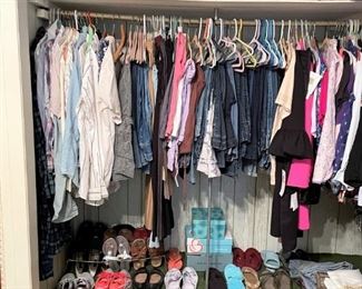 LADIES CLOTHING AND SHOES  WITH BED LINENS