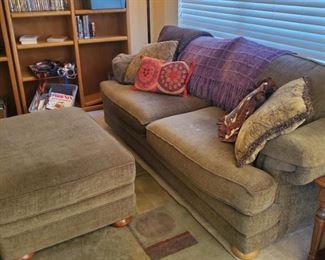 ($150)  Couch with Ottoman and Throw Pillows