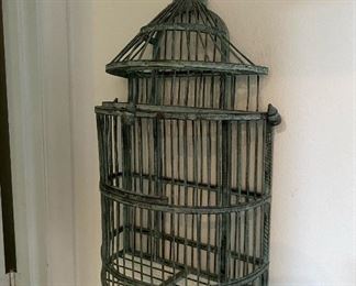 Patina wired bird cage approx 18" tall 