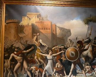 Large scale oil painting in antique frame