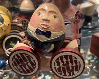 Unique handcarved Humpty Dumpty pull toy