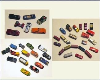 Sampling of Matchbox, Tootsietoys, Hot Wheels and Lesney. Trailers, Stretcha Fetcha, Ambulances, Fire Trucks, Tanks, Redlines, Trucks, Implements, Racing, etc. Mostly from 1960's - 80's.