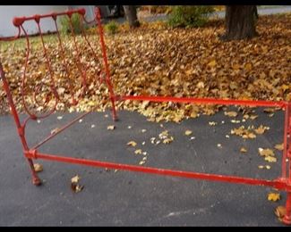 Full Size Antique Cast Iron Painted Bed Frame.