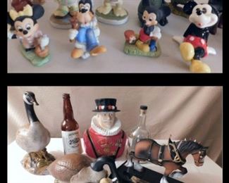 Disney porcelain characters plus Budweiser horse.