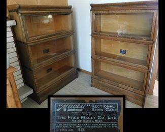 Fred Macey Company Barrister Book Cases.