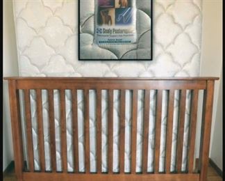 Walnut Head Board with Queen Size Mattress, Box Spring and Frame.