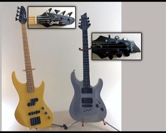 Two Vintage Guitars. Guild Pilot Bass and a Schecter Diamond Series Six String. Both have original Cases.