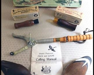 Vintage Western Hand Trap and Herters Duck and Goose Calls.