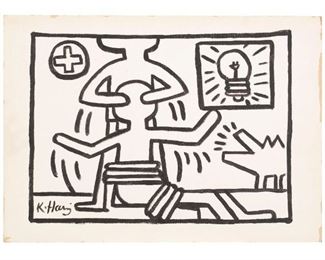 KEITH HARING (AMERICAN, 1958-1990)
Untitled
Acrylic on canvas board