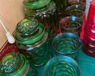 Vintage Cannister Set and water glasses