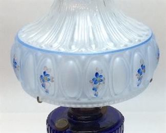 VTG. ALADDIN OIL LAMP, COBALT BLUE HAND