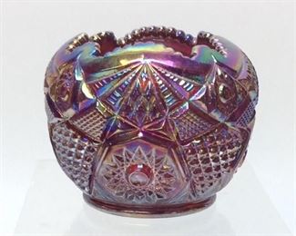 RED CARNIVAL ART GLASS CANDY DISH