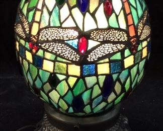 STAIN GLASS DRAGONFLY EGG LAMP