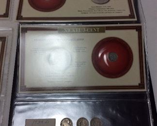 U.S COINS OF 19TH CENTURY, 3 CENT, V NICKEL, MERCURY DIME, COINS