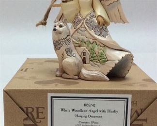 JIM SHORE WHITE WOODLAND ANGEL WITH