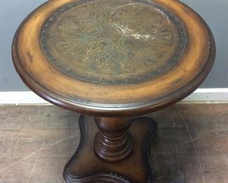 BRASS INLAY CHAIR SIDE TABLE