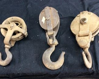 3 ANTIQUE PULLEYS