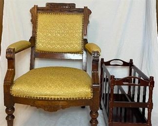 Antique Chair and Magazine Holder