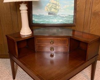 Corner Table, Painting, and Lamp