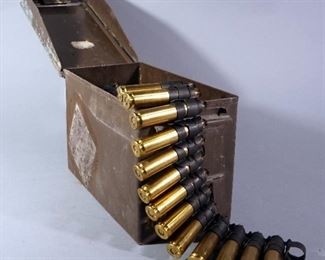 .50 Cal Blank Ammo In Ammunition Belt, Approx 100 Rds, In Ammo Can
