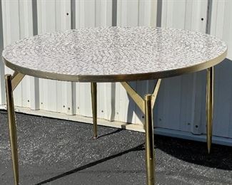 Mosaic table with brass legs